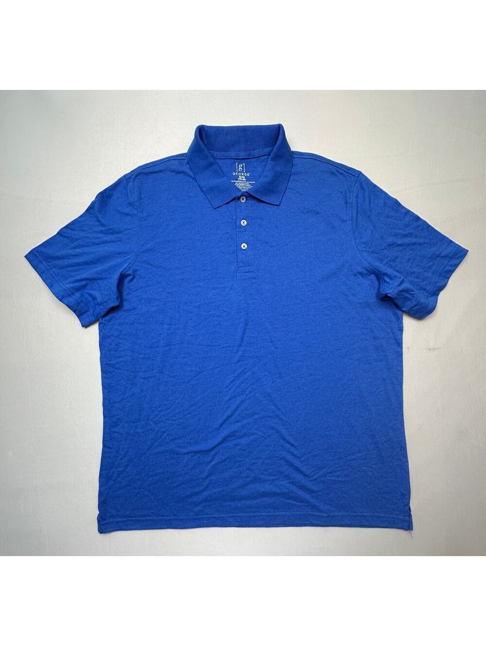 George Men's XL/XG Blue Cotton Blend Short Sleeve Polo